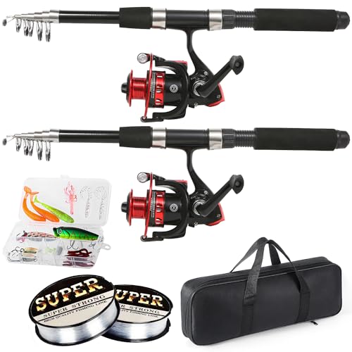 6.9ft Telescopic Fishing Rods Set with Spinning Reel