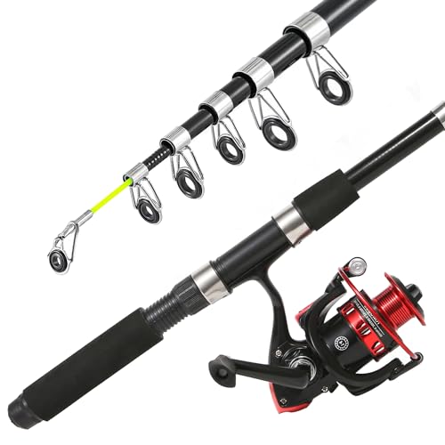 6.9ft Telescopic Fishing Rods Set with Spinning Reel