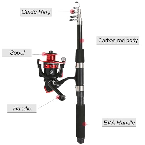 6.9ft Telescopic Fishing Rods Set with Spinning Reel
