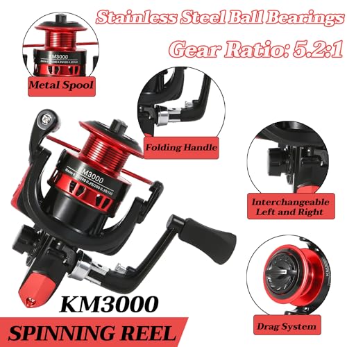 6.9ft Telescopic Fishing Rods Set with Spinning Reel