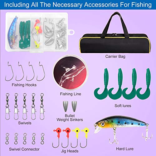 Telescopic Fishing Rod Kit with Spinning Reel and Gear