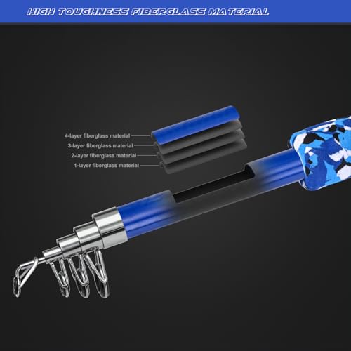 Kids Telescopic Fishing Rod Set - 2Pack, Reel, Net