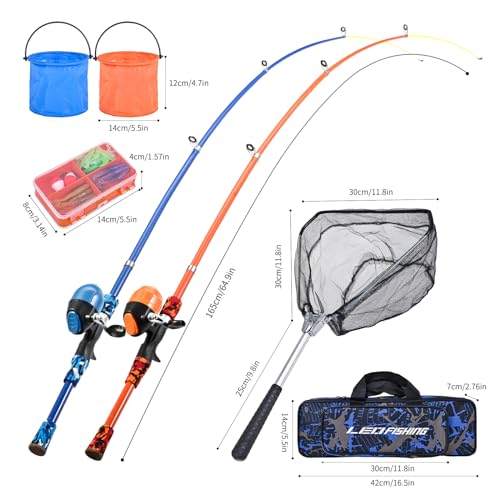 Kids Telescopic Fishing Rod Set - 2Pack, Reel, Net