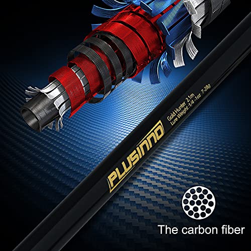 PLUSINNO Telescopic Fishing Rod Reel Combo, Carbon Fiber