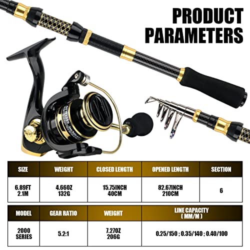 Telescopic Fishing Rod and Reel Combo with Accessories