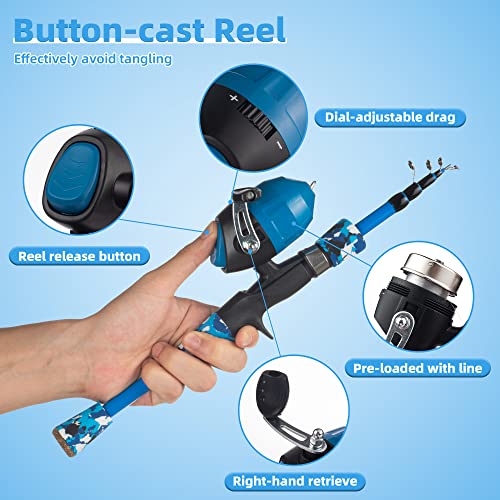 Portable Kids Telescopic Fishing Pole and Reel Combo Kit