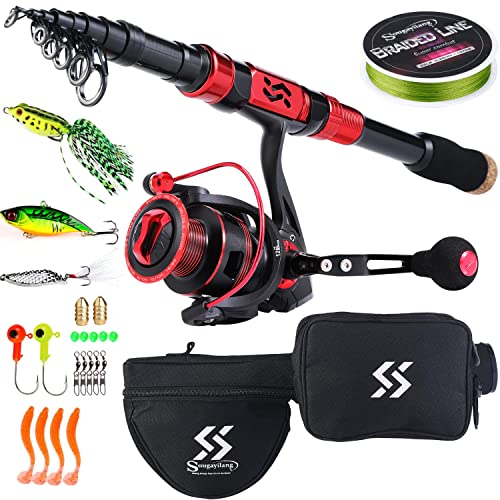 Portable Telescopic Fishing Rod Reel Combo - Red