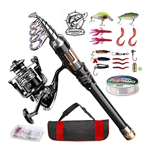ShinePick Telescopic Fishing Pole with Reel Combo Kit
