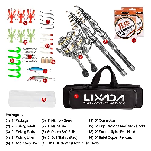 Lixada 2PCS Telescopic Fishing Pole Combo Set