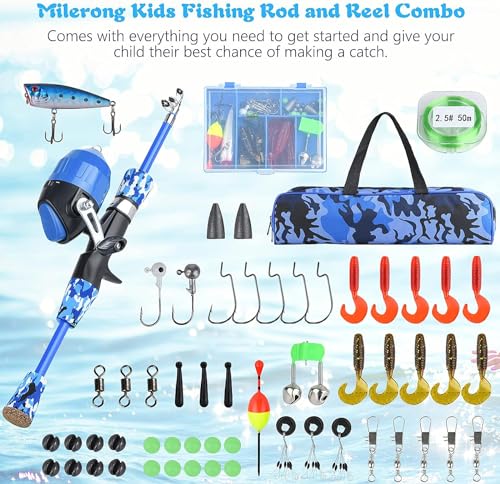 Milerong Kids Portable Telescopic Fishing Rod and Reel