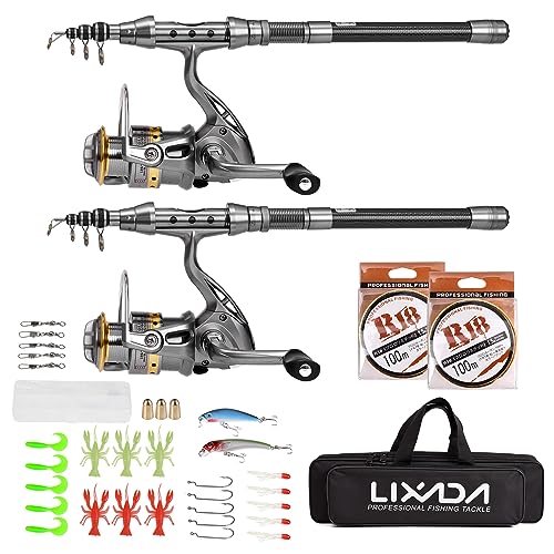 Lixada 2PCS Telescopic Fishing Pole Combo Set