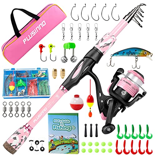 PLUSINNO Kids Portable Telescopic Fishing Rod and Reel Combo