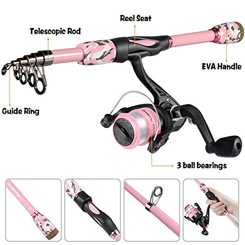 PLUSINNO Kids Portable Telescopic Fishing Rod and Reel Combo