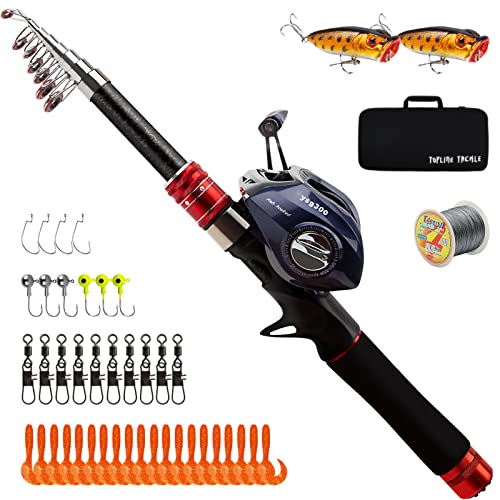 Telescopic Carbon Fiber Fishing Rod with Baitcasting Reel