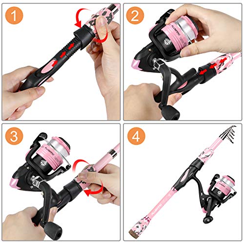 PLUSINNO Kids Portable Telescopic Fishing Rod and Reel Combo