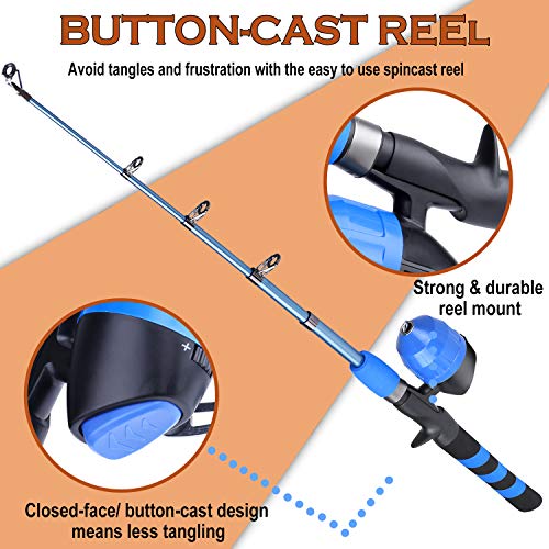 Youth Fishing Pole & Reel Combo Kit with Tackle Box