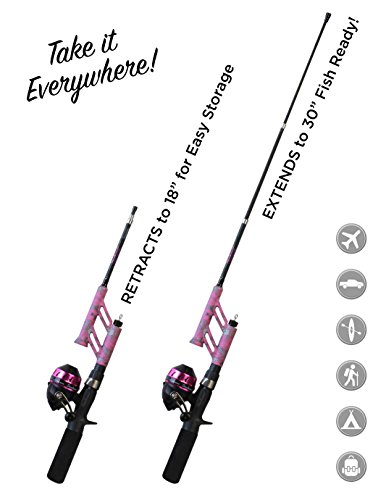 Steinhauser Tangle-Free Telescoping Fishing Pole, Adjustable, Pink