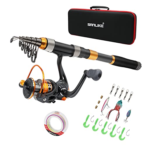 SANLIKE 5.9ft Carbon Fiber Telescopic Fishing Combo