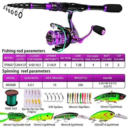 6.9ft Carbon Fiber Telescopic Fishing Rod and Reel Combo