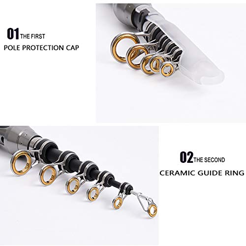 Maraehan Jackgold Collapsible Telescopic Ultralight Fishing Rod with Portable Handle