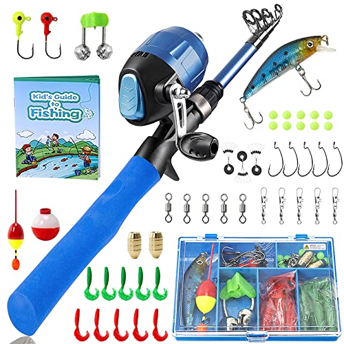 PLUSINNO Kids Fishing Combo: Telescopic Rod, Reel, Line