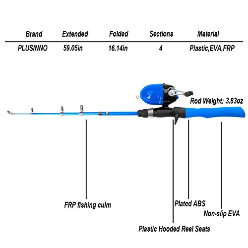 PLUSINNO Kids Fishing Combo: Telescopic Rod, Reel, Line