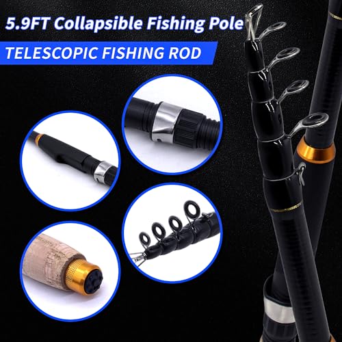 Telescopic Fishing Rod and Reel Combo with Lures
