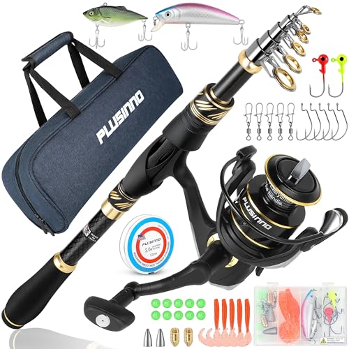 PLUSINNO Carbon Fiber Fishing Rod and Reel Combo