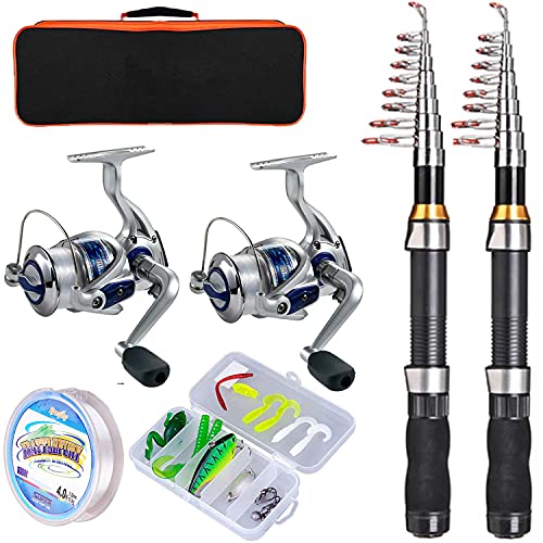 Compact Fishing Pole Combo Set: 2 Rods, 2 Reels