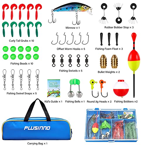 PLUSINNO Kids Telescopic Fishing Rod Combo, Blue, 150CM