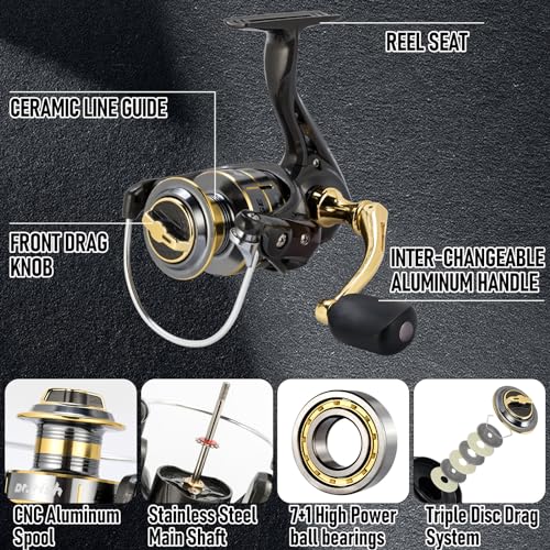 Dr.Fish Spinning Rod and Reel Combos 7FT Fishing Set