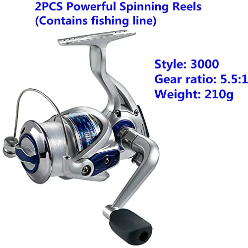 Compact Fishing Pole Combo Set: 2 Rods, 2 Reels