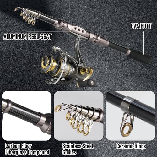 Dr.Fish Spinning Rod and Reel Combos 7FT Fishing Set