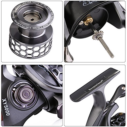 Sougayilang 13+1BB Aluminum Spinning Fishing Reel, Spare Spool
