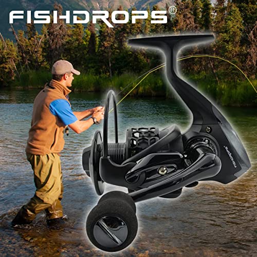 Fishdrops 12+1BB Ultra Lightweight Spinning Reel with Carved Aluminum Spool
