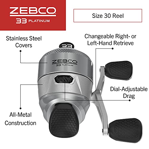 Zebco 33 Platinum Spincast Reel, Powerful 4.7:1 Gear