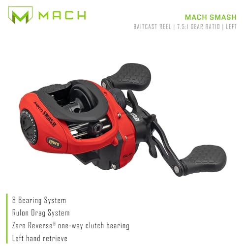 Lew's Mach Smash Left-Hand Baitcast Reel, 7.5:1 Gear Ratio