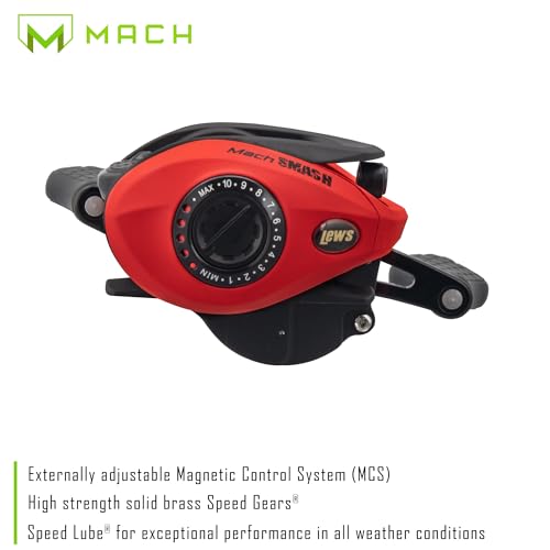 Lew's Mach Smash Left-Hand Baitcast Reel, 7.5:1 Gear Ratio