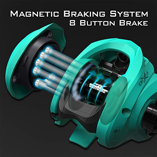 KastKing Crixus Baitcasting Reels, Sea Spray, 6.5:1 Gear Ratio - Right Handed