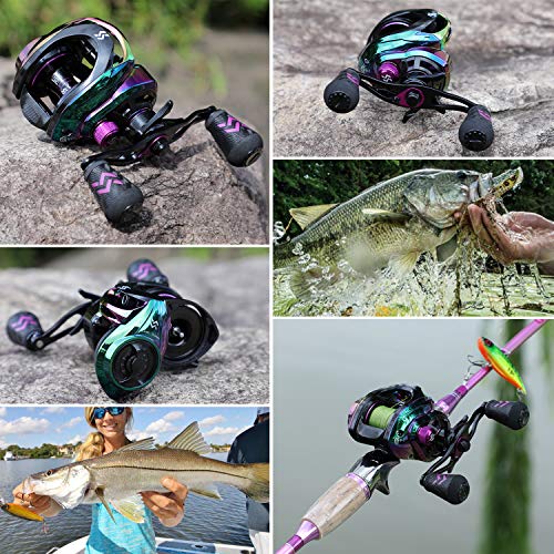 Sougayilang Colorful Baitcasting Reel, 8.0：1 Gear Ratio
