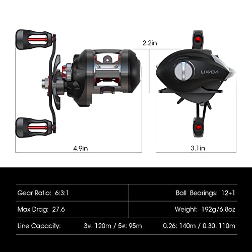 Lixada Lightweight Baitcasting Fishing Reel - High Speed