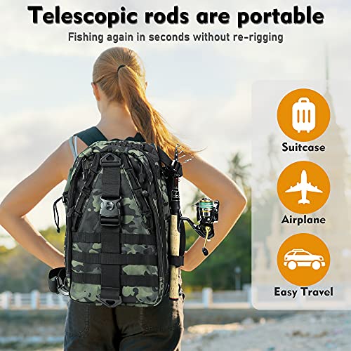 XPEDITE Portable Telescopic Spinning Fishing Rods, Carbon Blanks