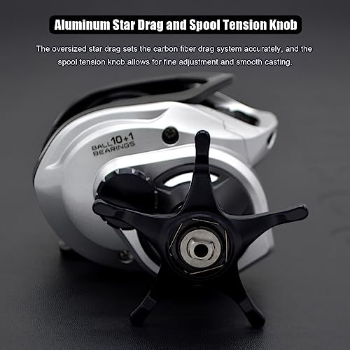 CAMEKOON Bahamut 400 Baitcaster Reels, Large Capacity, 10+1 Stainless Steel, 35 LBs Drag