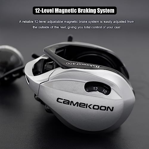 CAMEKOON Bahamut 400 Baitcaster Reels, Large Capacity, 10+1 Stainless Steel, 35 LBs Drag