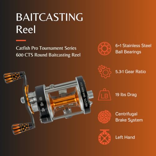 Catfish Pro Tournament Baitcasting Reel - Powerful for Big Fish
