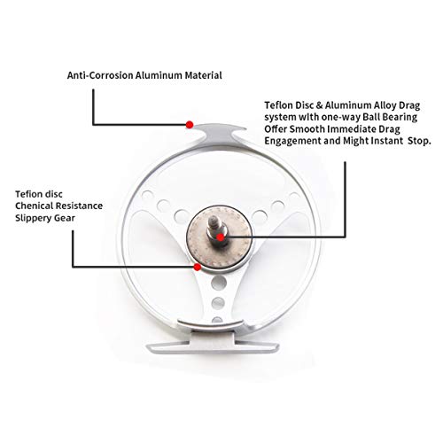 Silver/Black Aluminum Alloy Fly Fishing Reel