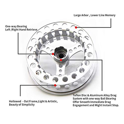 Silver/Black Aluminum Alloy Fly Fishing Reel