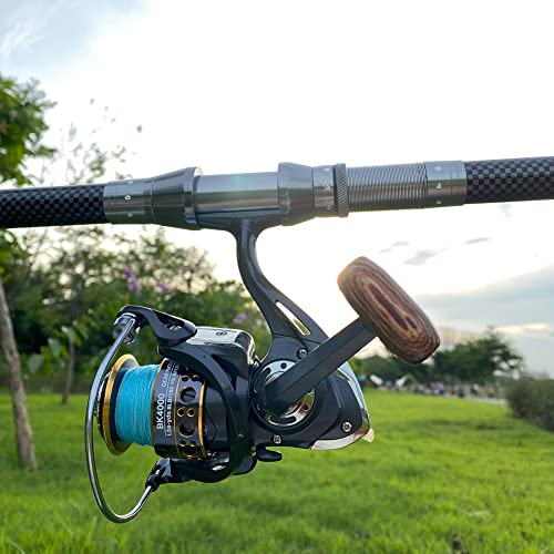 HPLIFE Saltwater Spinning Reel, Wooden Handle, 13BB