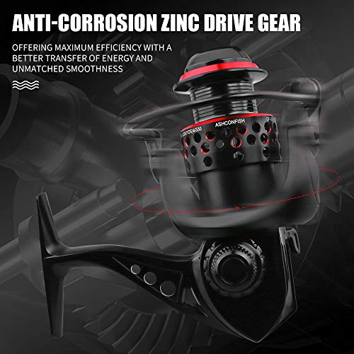 Ashconfish Spinning Reel with Lightweight Body and Braided Line