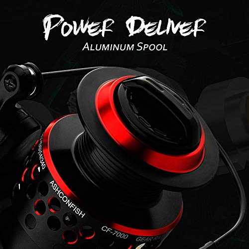 Ashconfish Spinning Reel with Lightweight Body and Braided Line